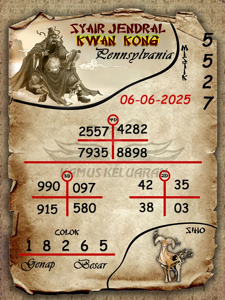 syair jendral kwan kong pennsylvania 06 06 2025