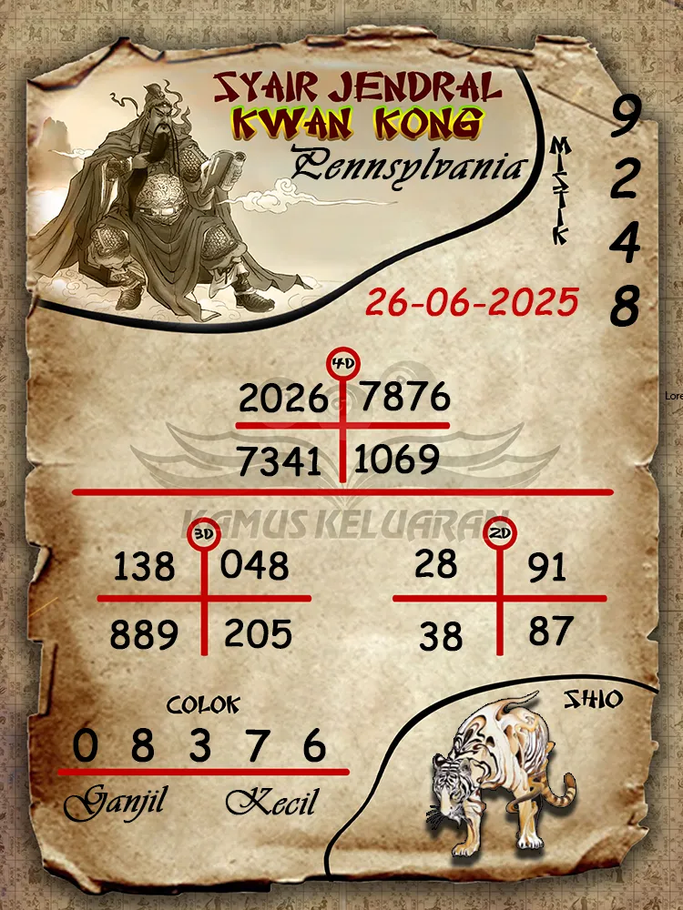 syair jendral kwan kong pennsylvania 26 06 2025