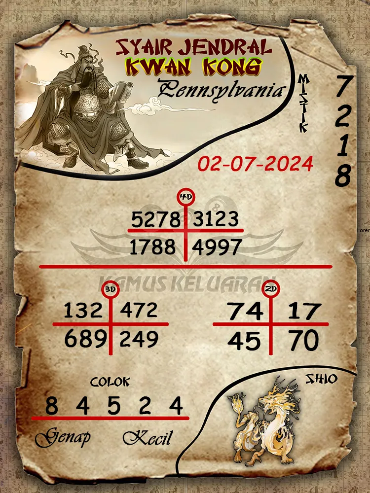 syair jendral kwan kong Pennsylvania 02 07 2025