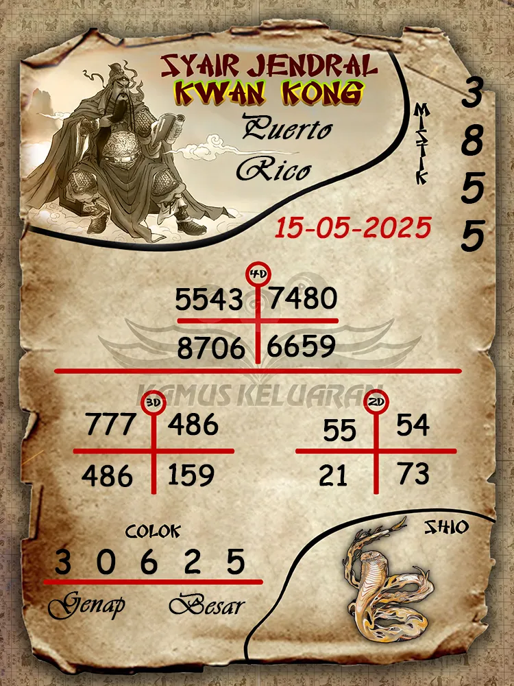 syair jendral kwan kong puerto rico 15 05 2025
