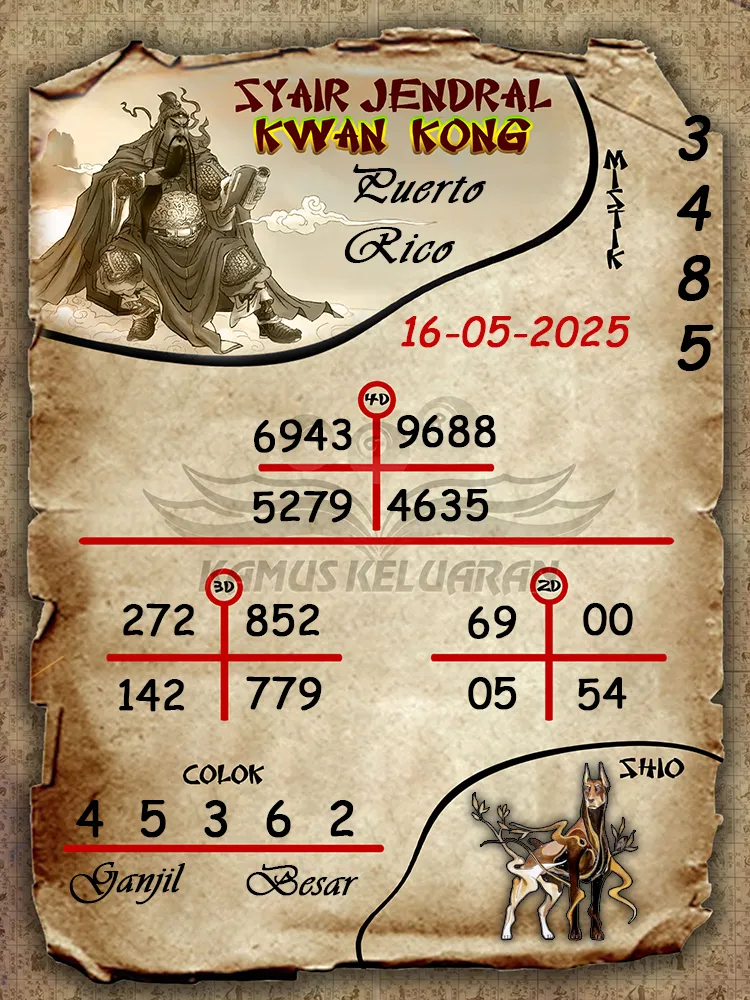 syair jendral kwan kong puerto rico 16 05 2025