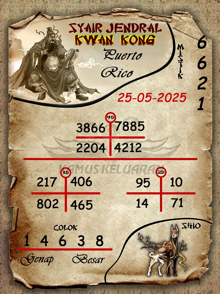 syair jendral kwan kong puerto rico 25 05 2025