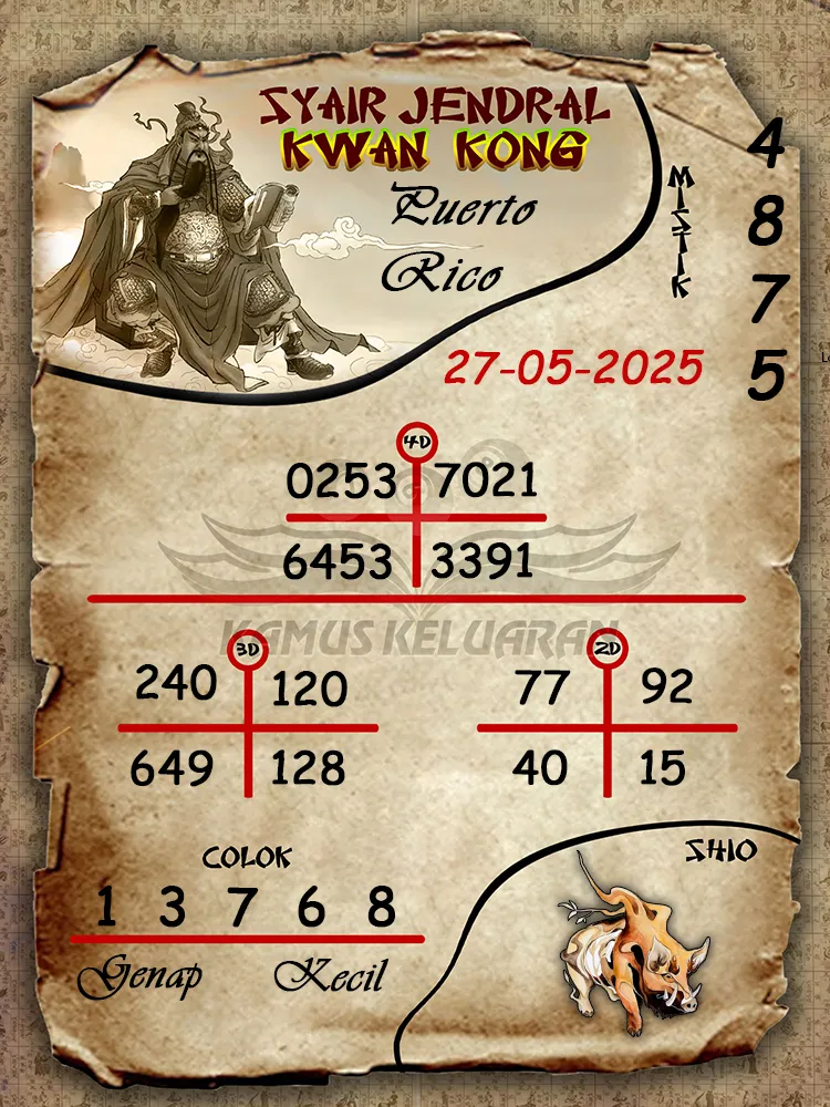 syair jendral kwan kong puerto rico 27 05 2025