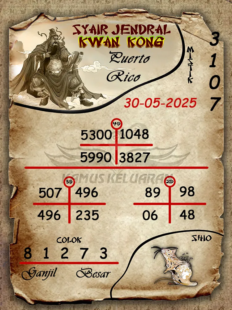 syair jendral kwan kong puerto rico 30 05 2025