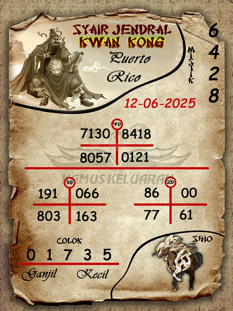 syair jendral kwan kong puerto rico 12 06 2025