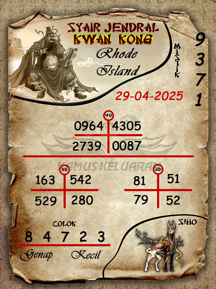syair jendral kwan kong rhode island 29 04 2025