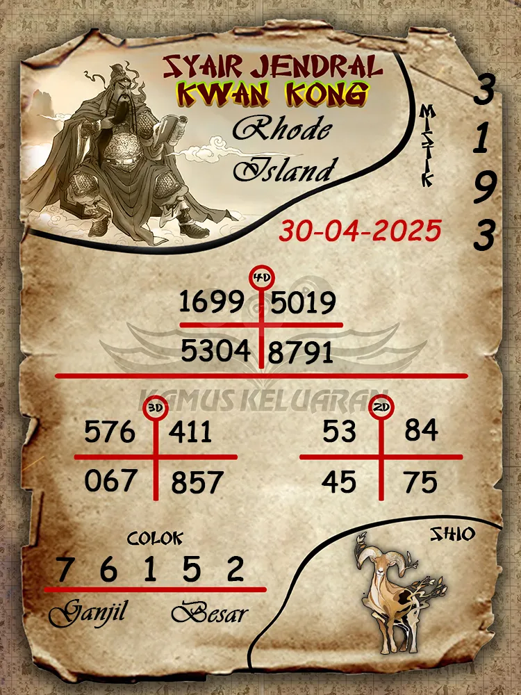 syair jendral kwan kong rhode island 30 04 2025