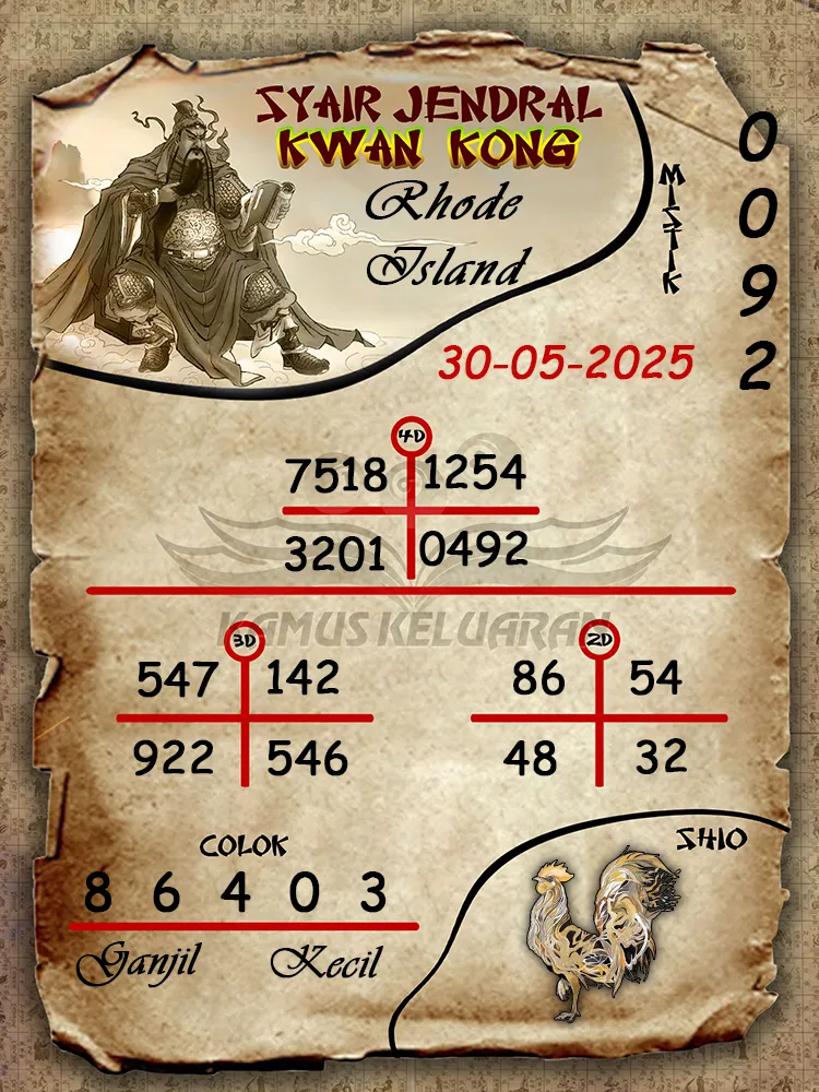 syair jendral kwan kong rhode island 30 05 2025