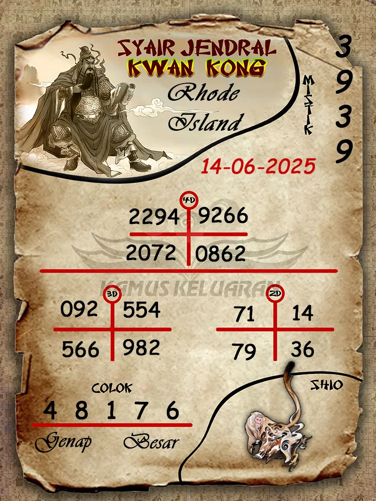 syair jendral kwan kong rhode island 14 06 2025