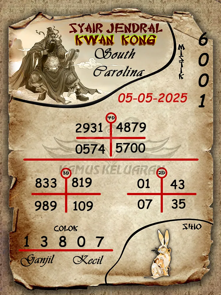 syair jendral kwan kong south carolina 05 05 2025