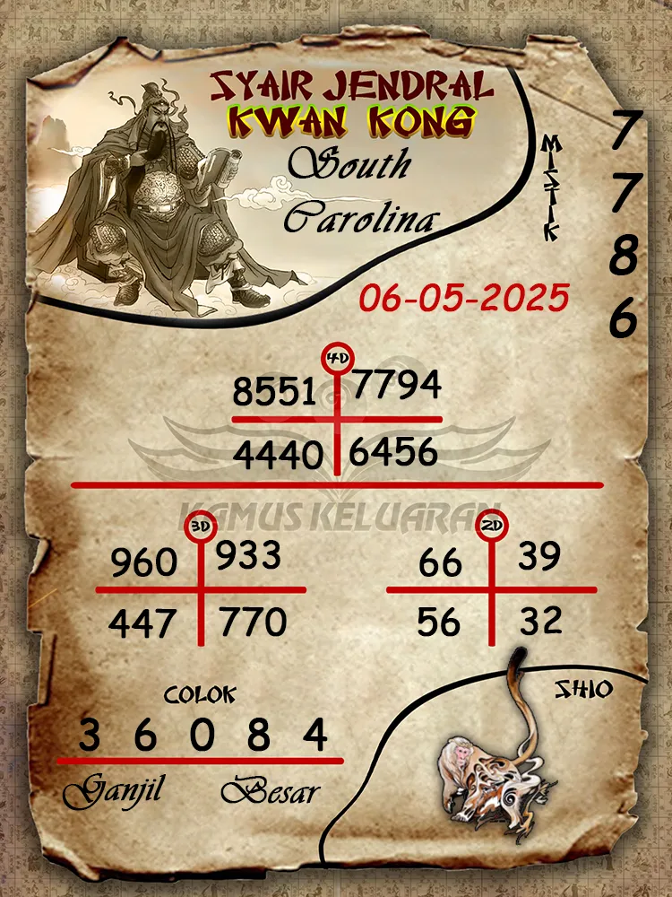 syair jendral kwan kong south carolina 06 05 2025