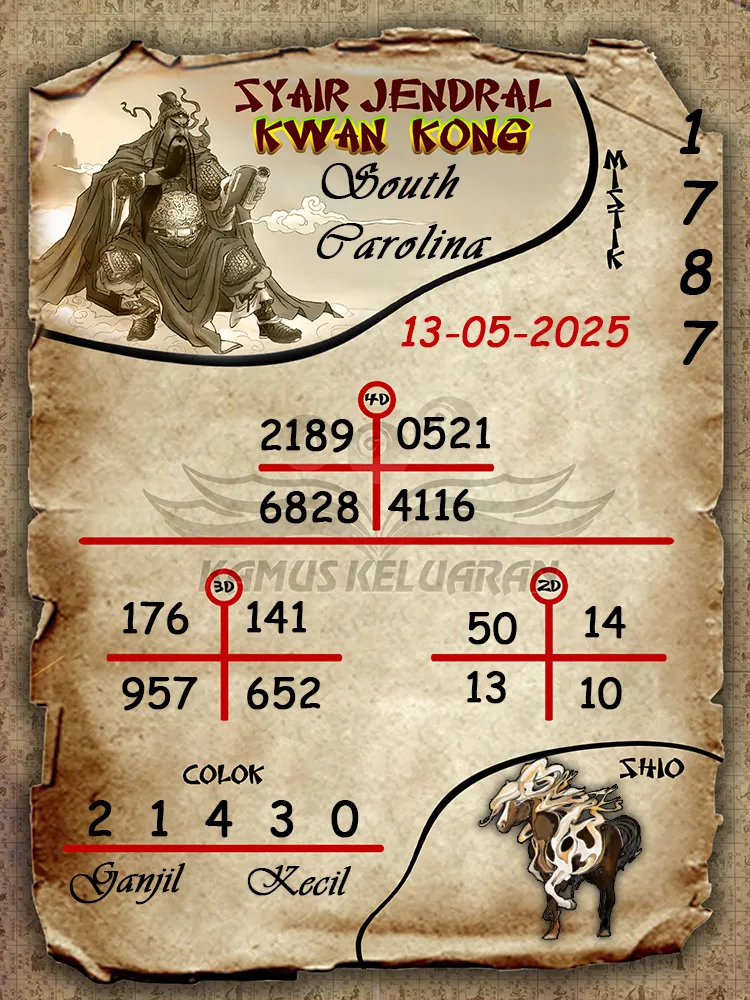 syair jendral kwan kong south carolina 13 06 2025