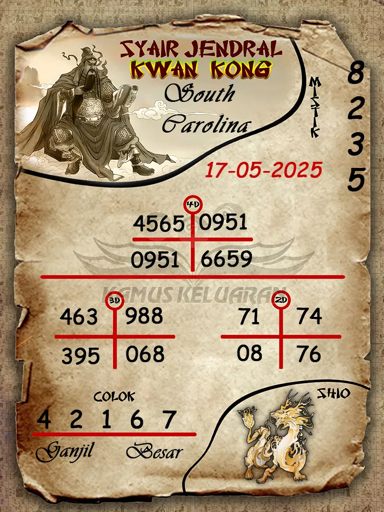 syair jendral kwan kong south carolina 17 05 2025