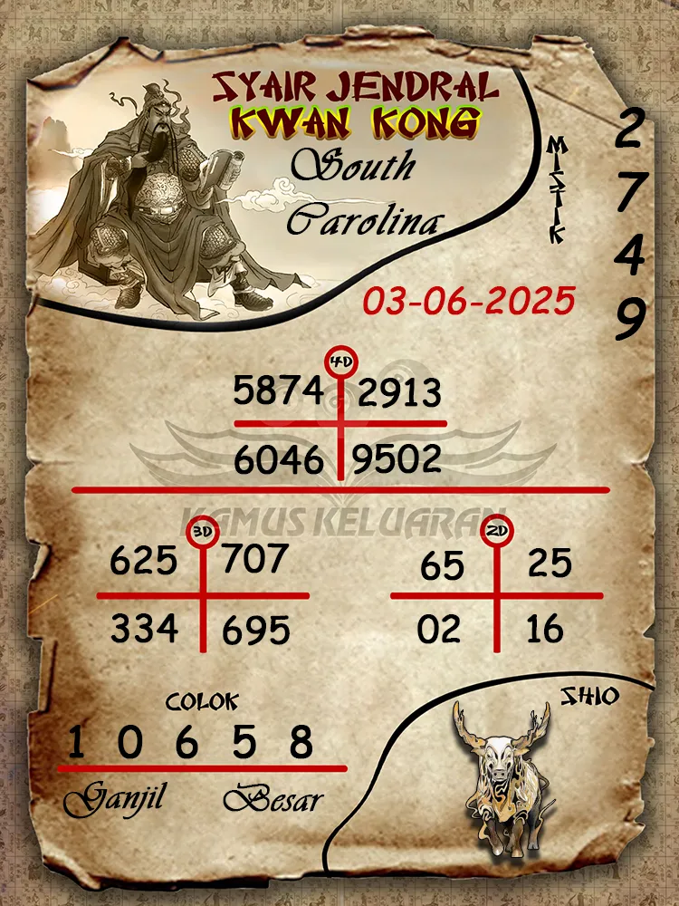 syair jendral kwan kong south carolina 03 06 2025