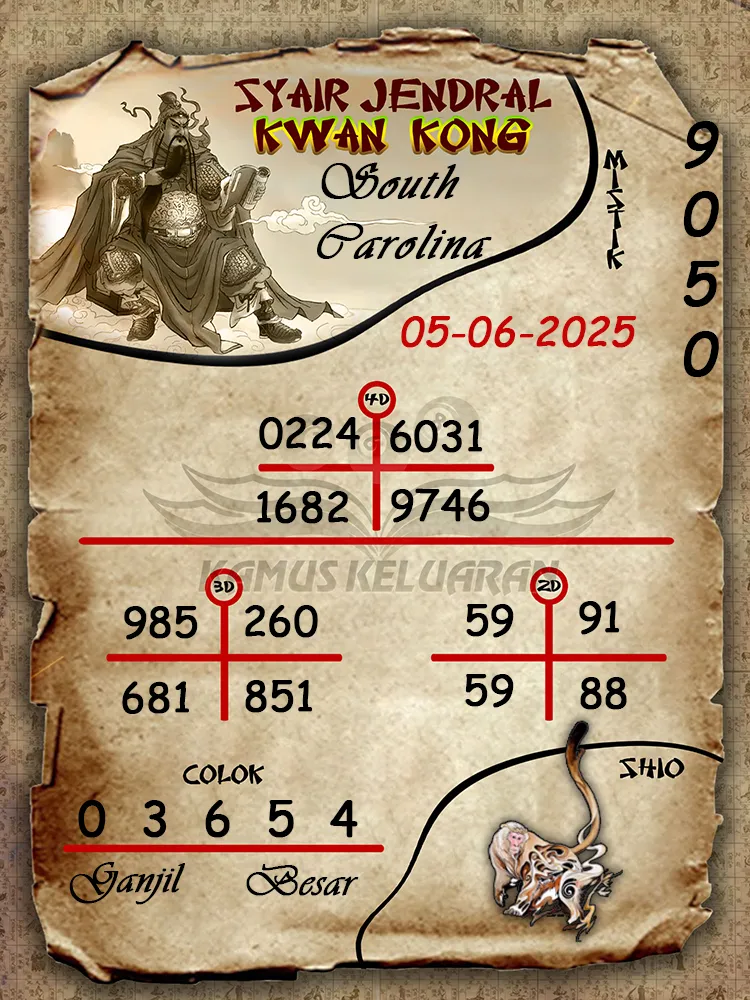 syair jendral kwan kong south carolina 05 06 2025