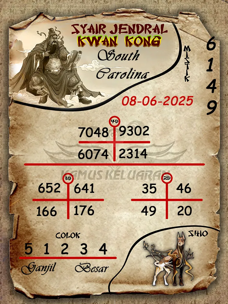 syair jendral kwan kong south carolina 08 06 2025