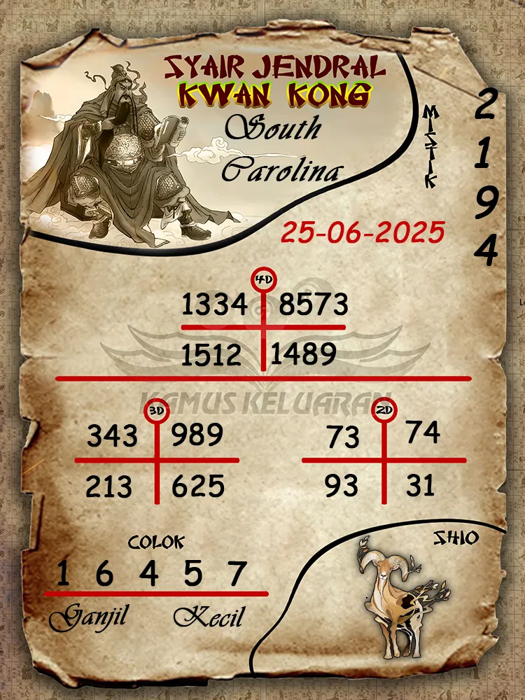 syair jendral kwan kong south carolina 25 06 2025