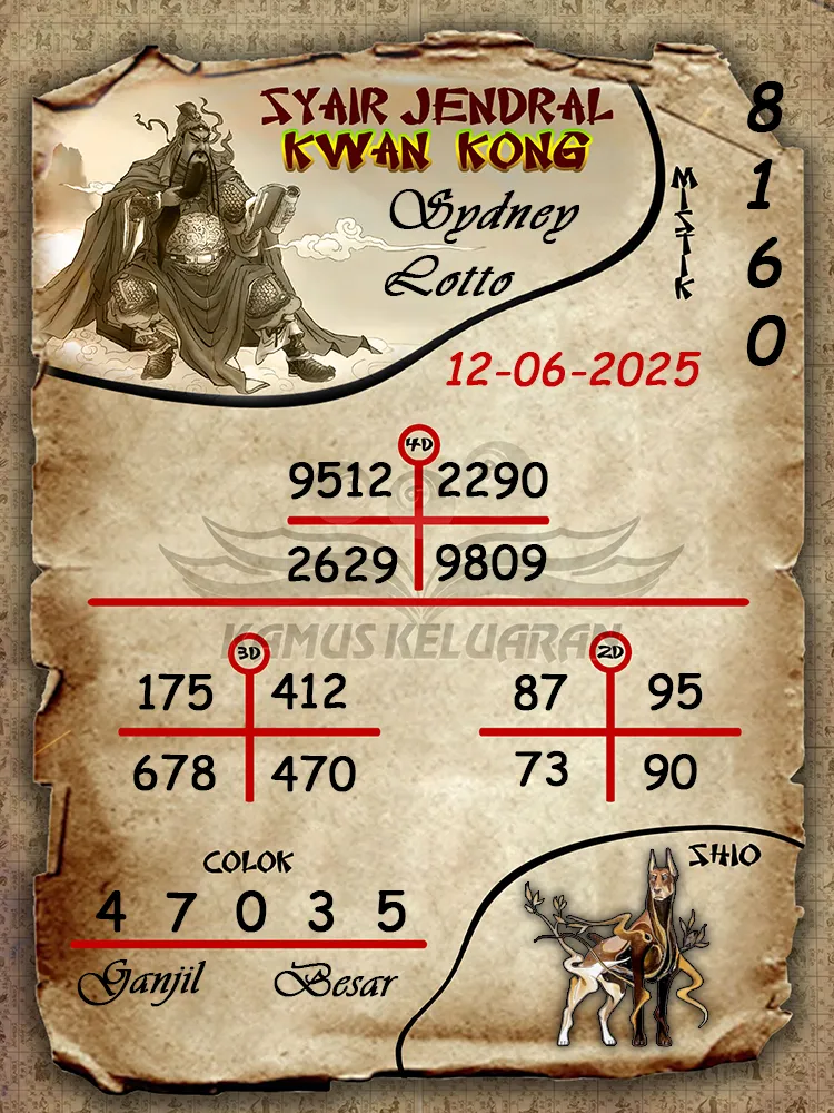 syair jendral kwan kong sydney lotto 12 06 2025