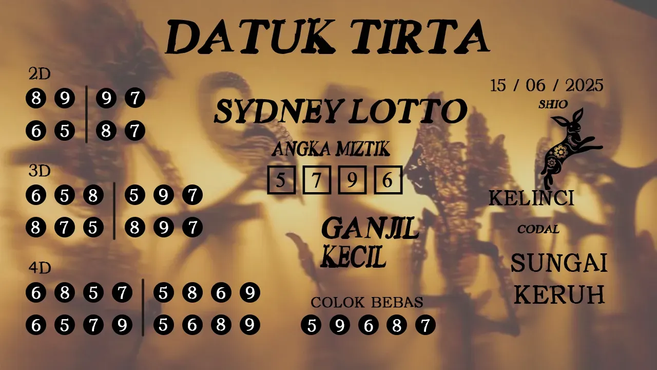 syair Datuk Tirta Sydney Lotto