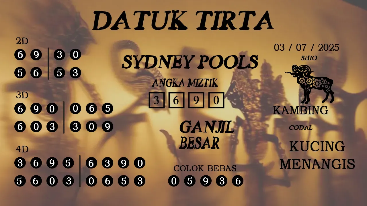 syair Datuk Tirta Sydney Pools 03 07 2025