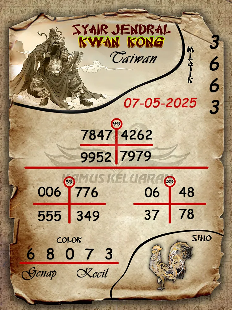 syair jendral kwan kong taiwan 07 05 2025