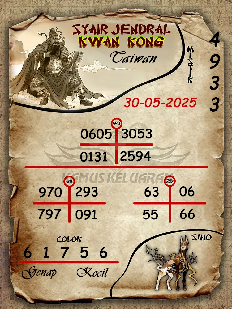 syair jendral kwan kong taiwan 30 05 2025