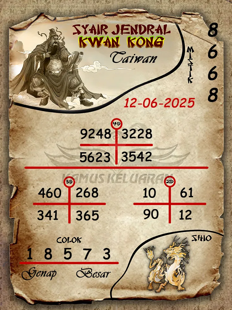 syair jendral kwan kong taiwan 12 06 2025
