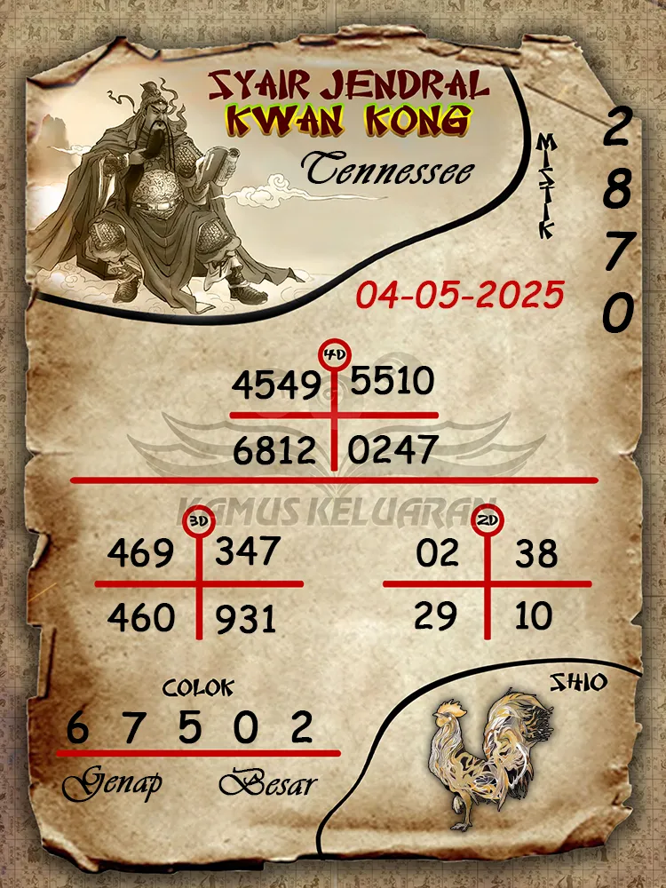 syair jendral kwan kong tennessee 04 05 2025