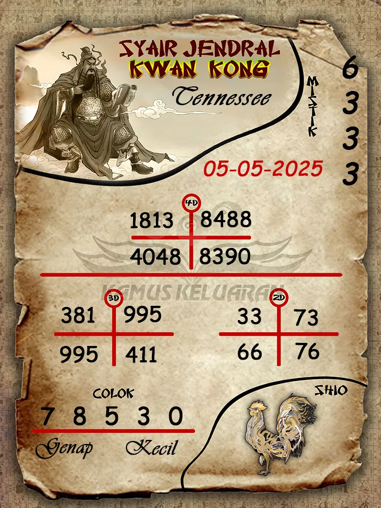 syair jendral kwan kong tennessee 05 05 2025