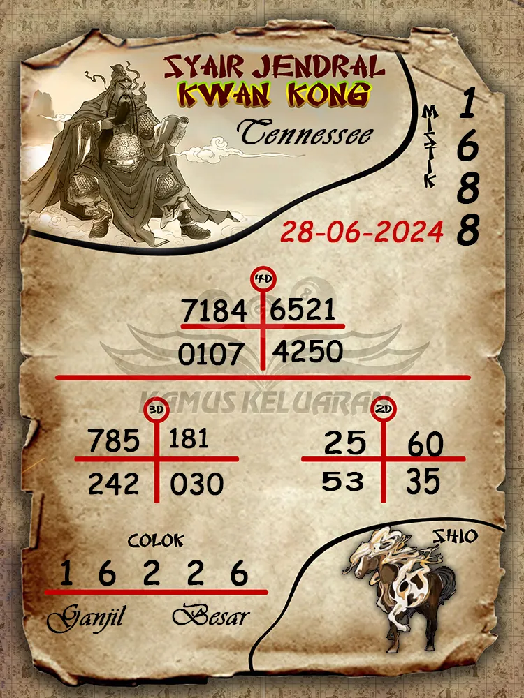 syair jendral kwan kong Tennessee 28 06 2025