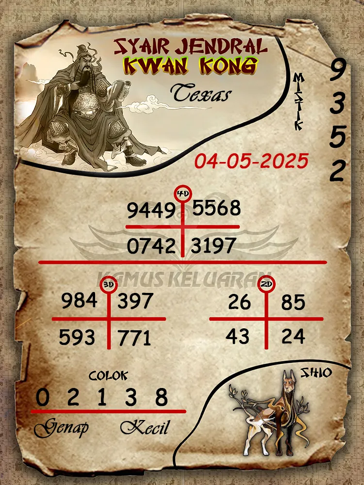 syair jendral kwan kong texas 04 05 2025