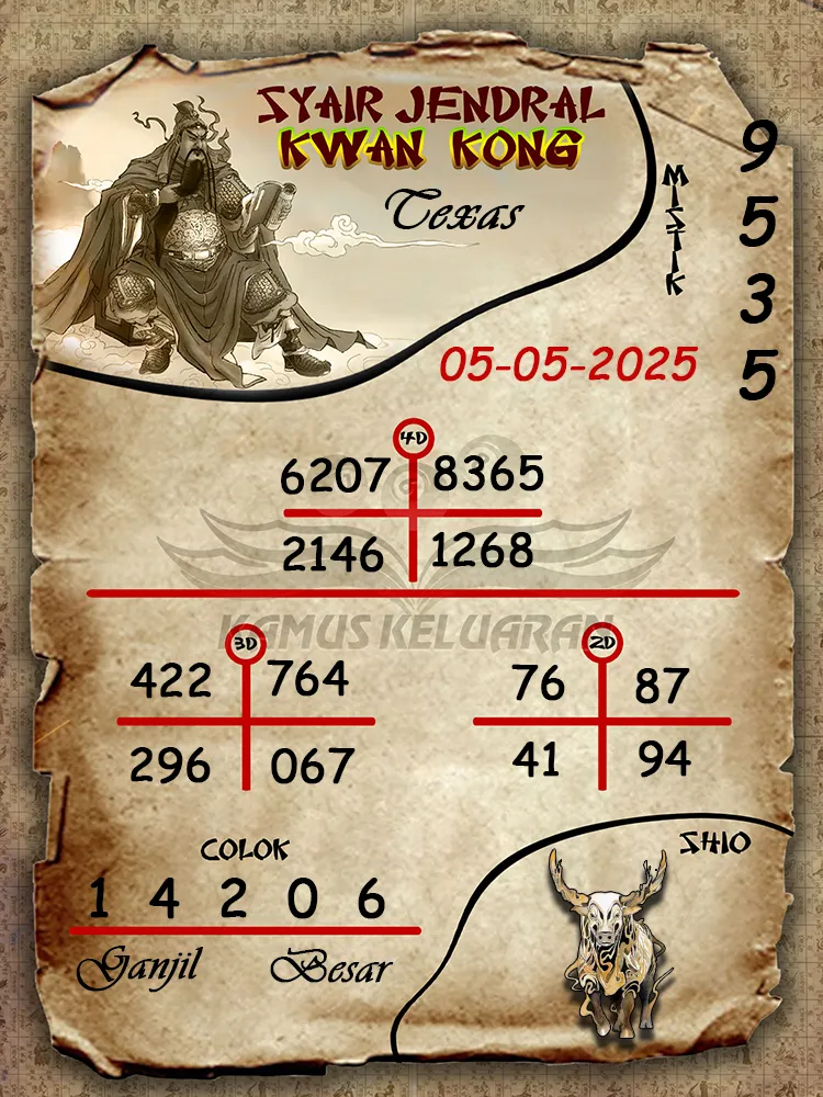 syair jendral kwan kong texas 05 05 2025