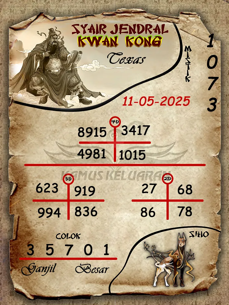 syair jendral kwan kong texas 11 05 2025
