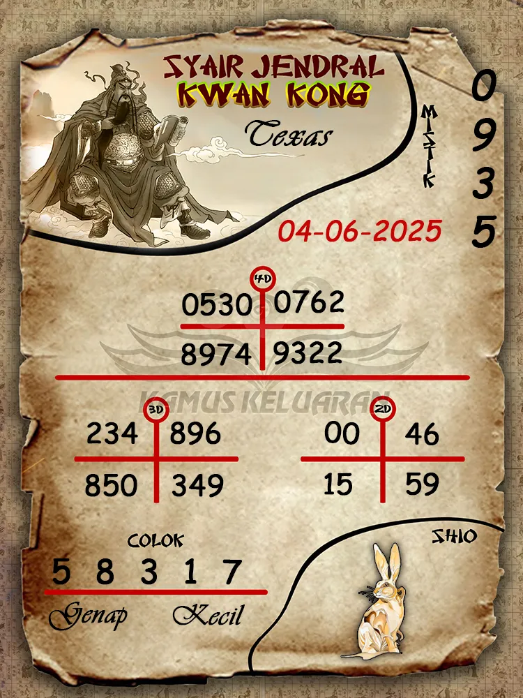 syair jendral kwan kong texas 04 06 2025