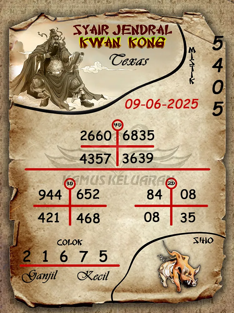 syair jendral kwan kong texas 09 06 2025