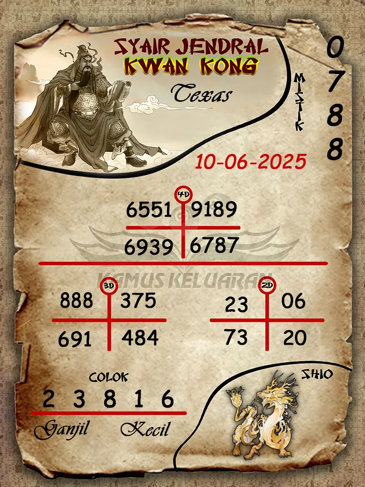 syair jendral kwan kong texas 10 06 2025