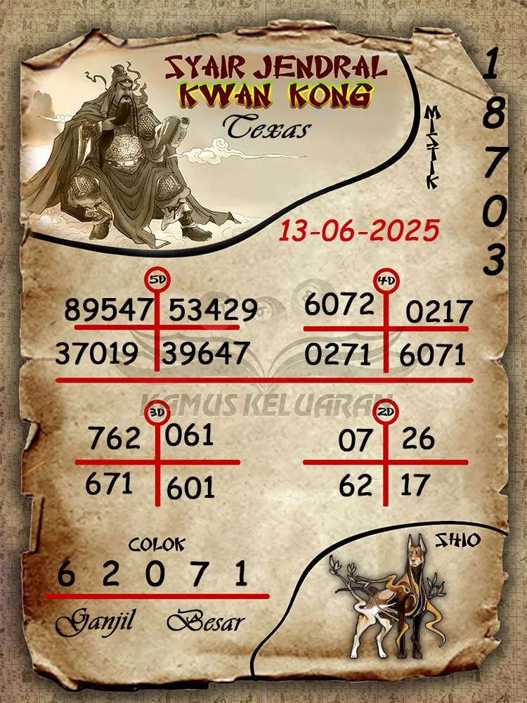 syair jendral kwan Kong Texas  13 06 2025