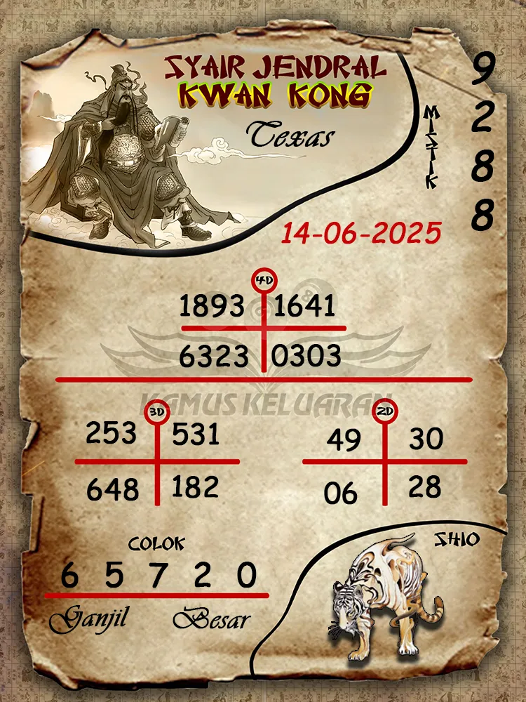 syair jendral kwan kong texas 14 06 2025
