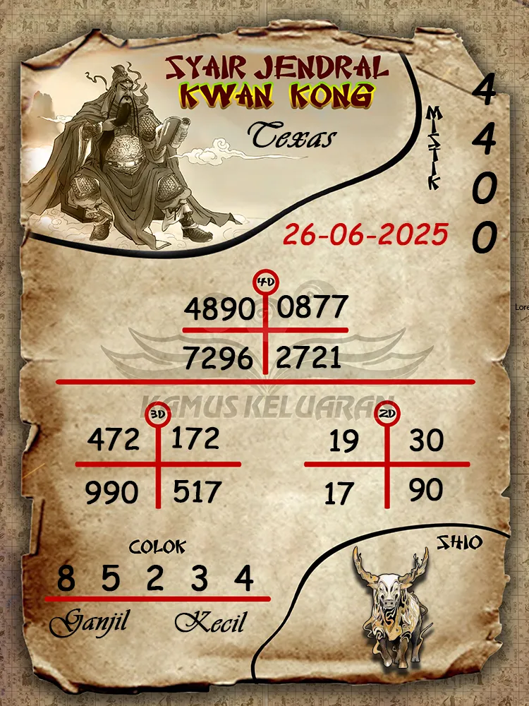 syair jendral kwan kong texas 26 06 2025