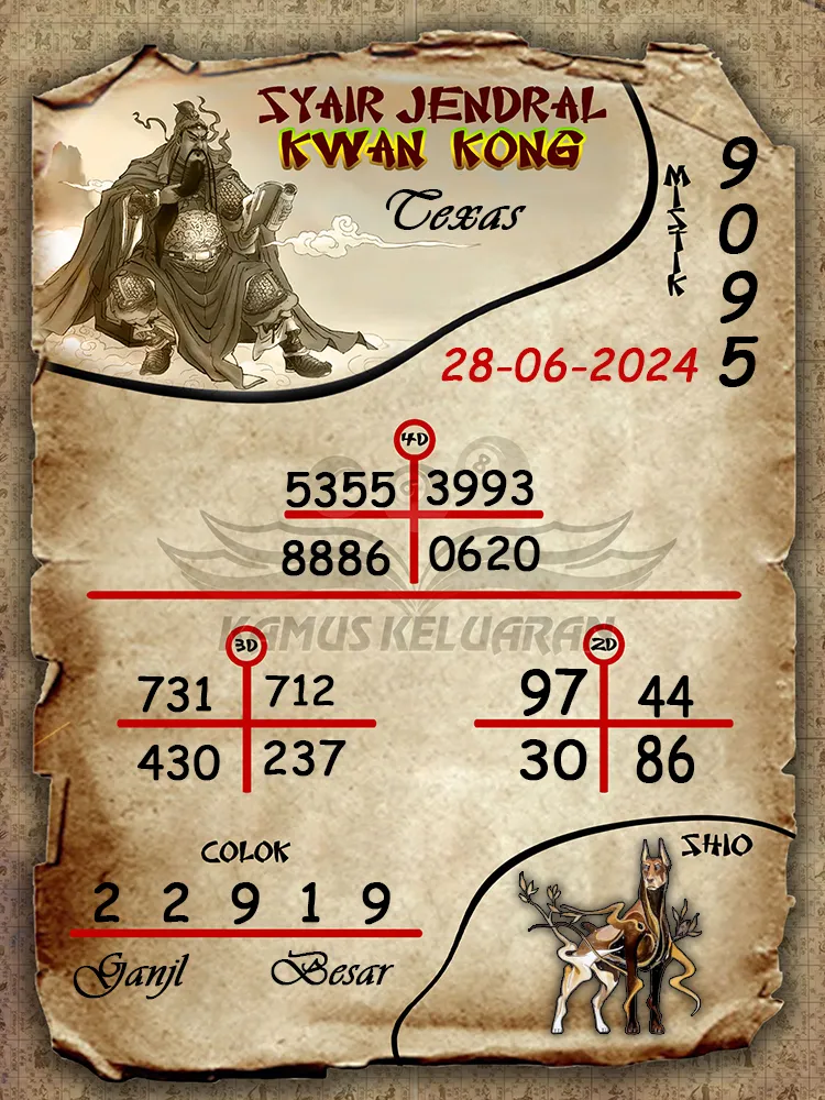 syair jendral kwan kong Texas 28 06 2025