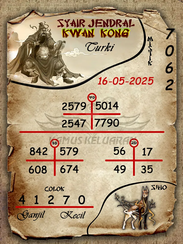 syair jendral kwan kong turki 16 05 2025