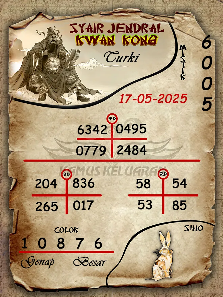 syair jendral kwan kong turki 17 05 2025