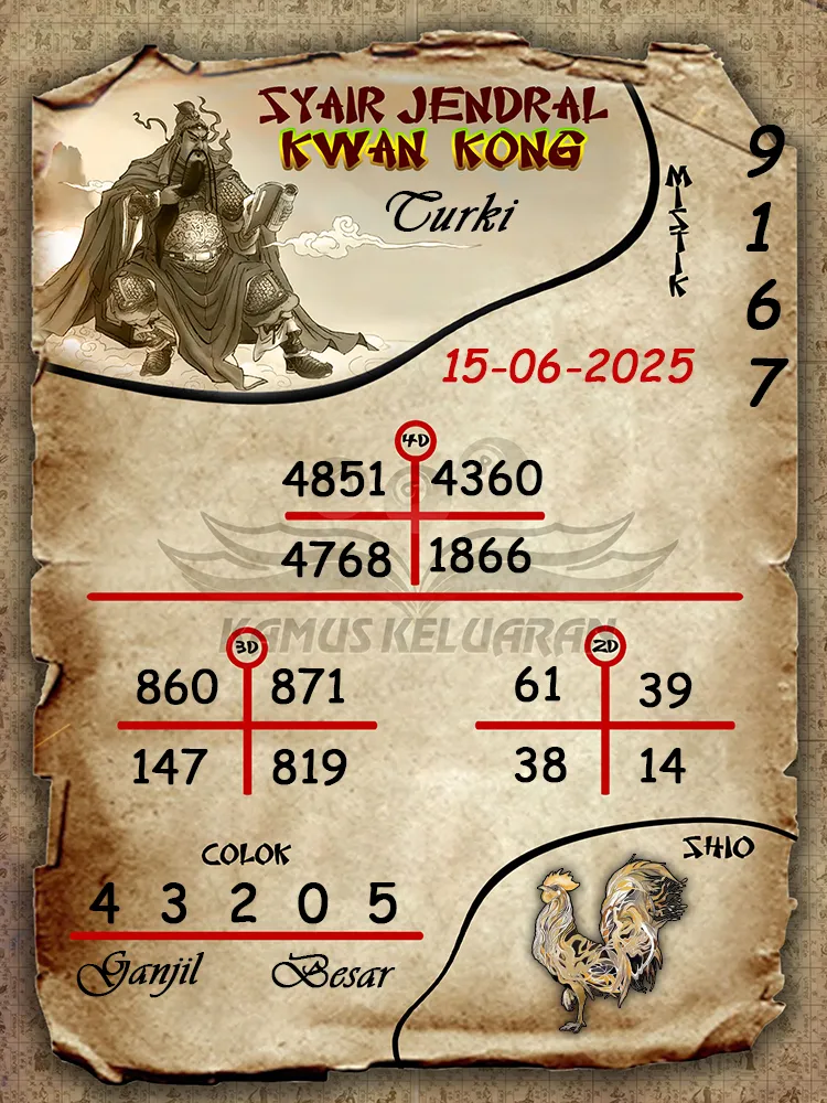 syair jendral kwan kong turki 15 06 2025