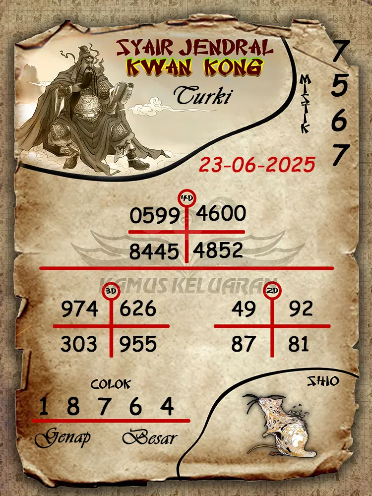 syair jendral kwan kong turki 23 06 2025