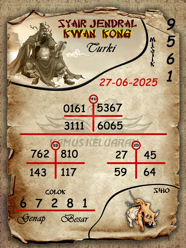 syair jendral kwan kong turki 27 06 2025