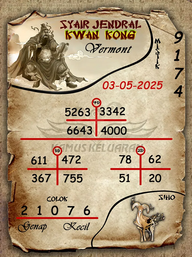 syair jendral kwan kong vermont 03 05 2025