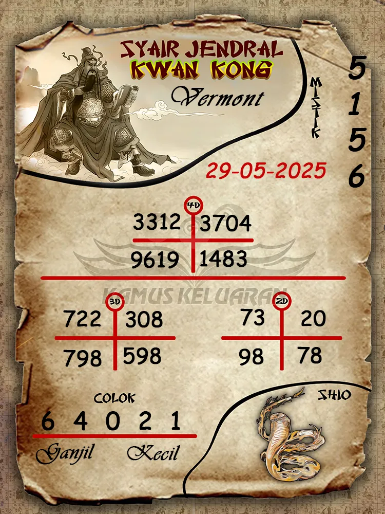 syair jendral kwan kong vermont 29 05 2025