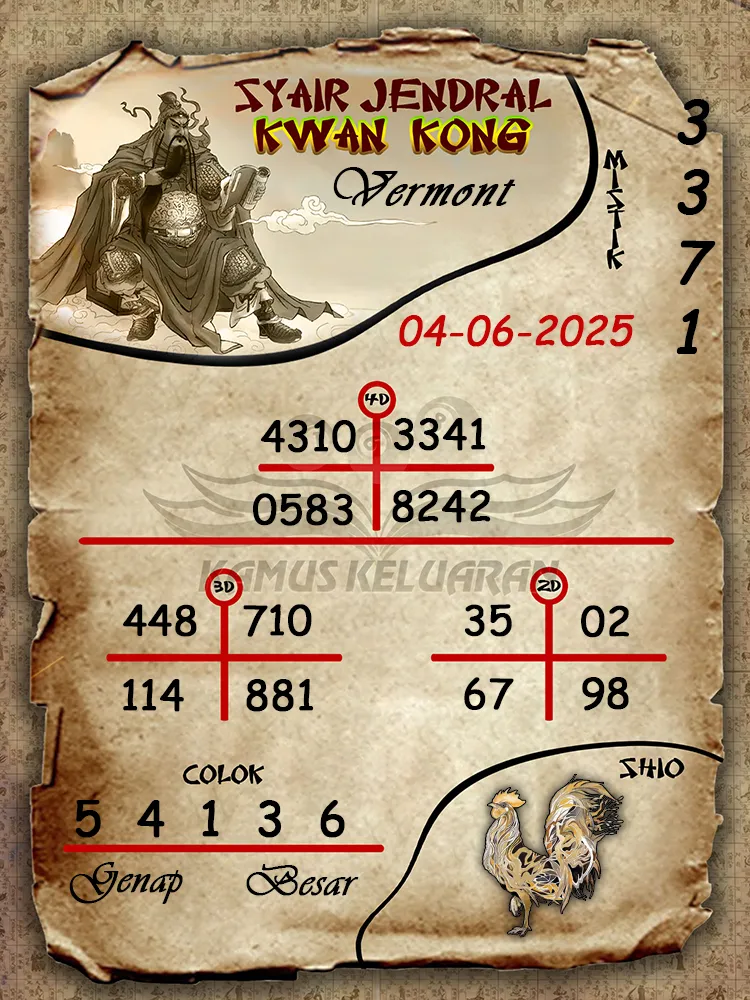 syair jendral kwan kong vermont 04 06 2025
