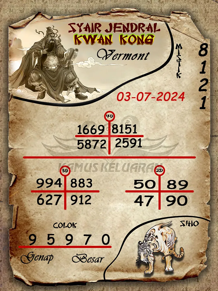 syair jendral kwan kong Vermont 03 07 2025