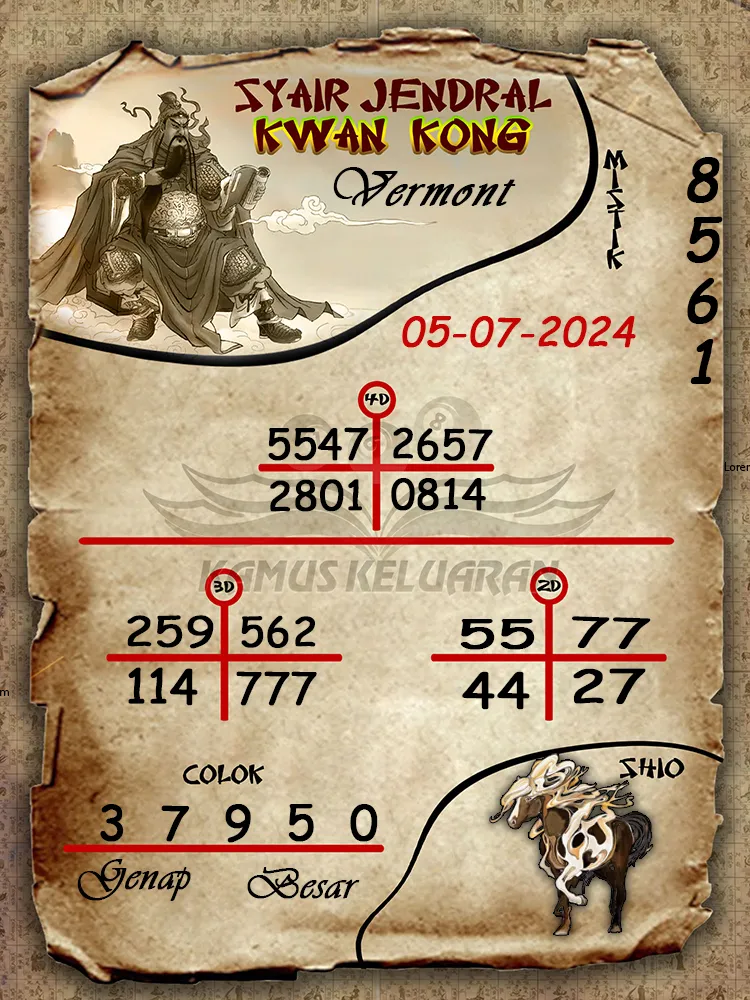 syair jendral kwan kong Vermont 05 07 2025